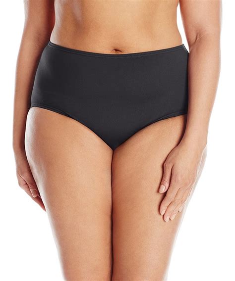 Women S Plus Size Colorblast High Waist Tummy Control Bikini Bottom Black CP1281KYQNJ