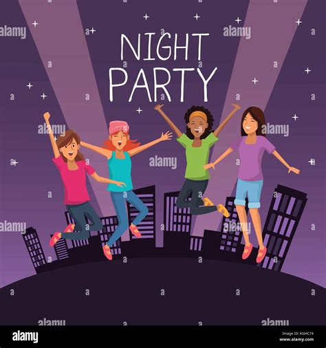 Friends At Night Party Stock Vector Image And Art Alamy