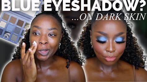 Blue Eyeshadow Makeup Tutorial On Dark Skin Using Drugstore Eyeshadow