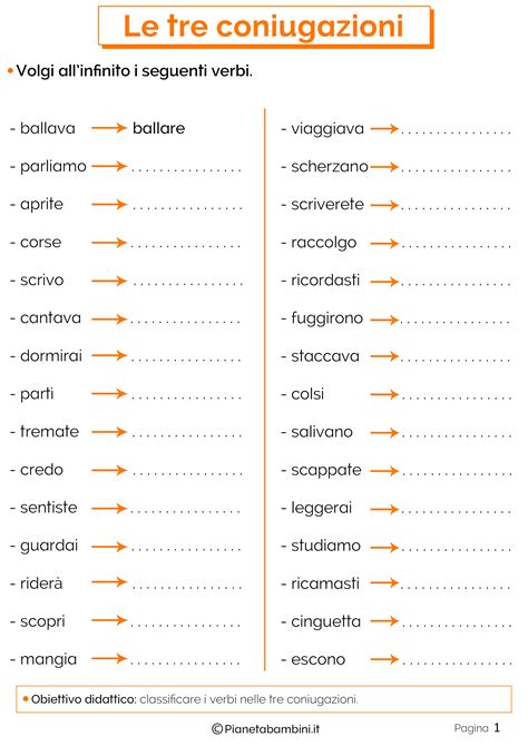 Le Tre Coniugazioni Esercizi Per La Scuola Primaria Pianetabambini It