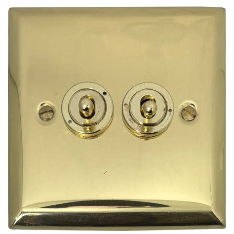 G H Spectrum Polished Brass Toggle Switch 2 Gang