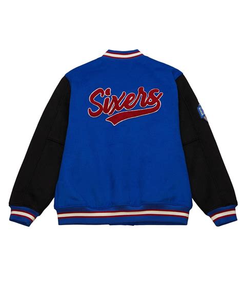 Wool Blue Team Legacy Philadelphia 76ers Varsity Jacket