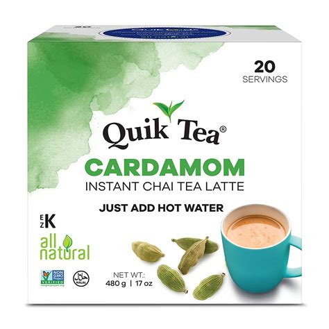 QuikTea Té Chai instantáneo de cardamomo caja individual de 20