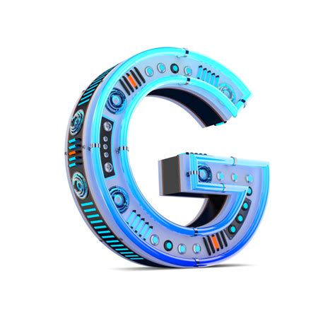 D Alphabet With Blue Neon And Neon Light Effect Png