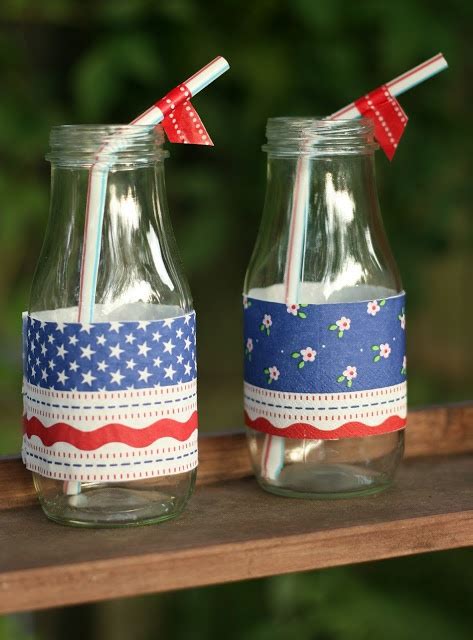 Red White And Blue Fourth Of July Drink Bottled With Straws Fourth