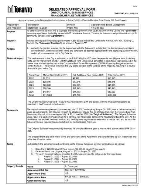 Fillable Online To Obtain Authority To Enter Into A Sublease Extension