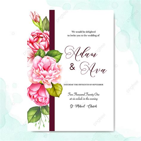 Beautiful Wedding Card With Watercolor Background Template For Free