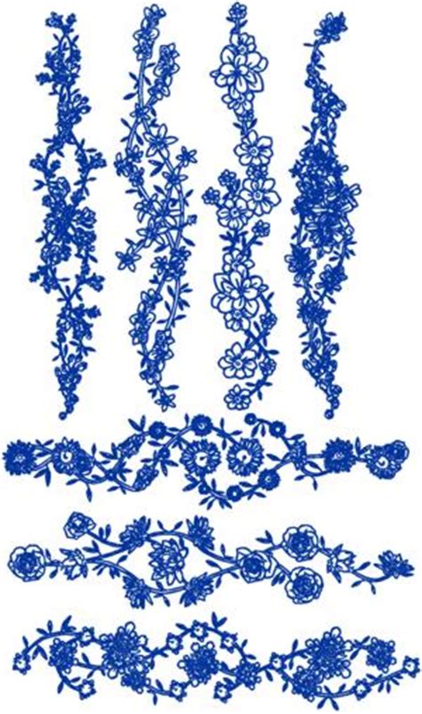 Advanced Embroidery Designs Redwork Flower Border Set