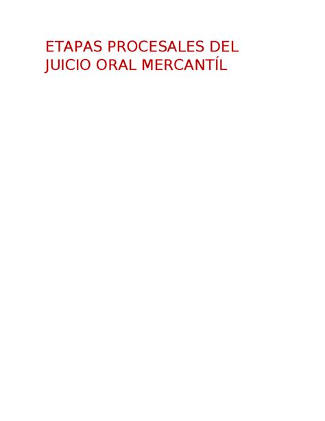 Etapas Procesales Del Juicio Oral Mercantíl Derecho Mercantil