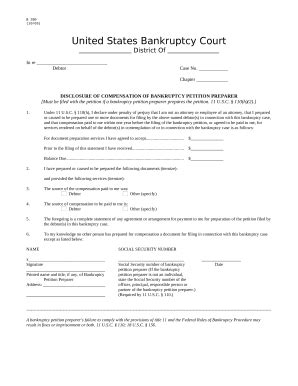 Bankruptcy Petition Preparer Doc Template PdfFiller