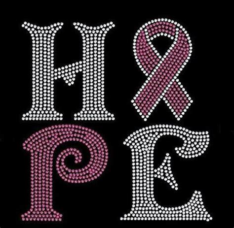 Bling Breast Cancer Hope Ribbon Rhinestone Iron On T Shirt Etsy