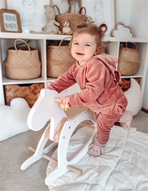 Wooden Rocking Horse White From 12 Months Toys Rocking Horses