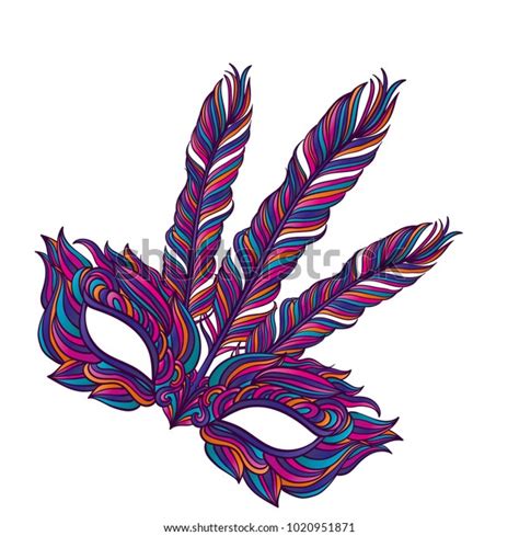 Multicolored Carnival Mask Feathers Patterns Vector Stock Vector