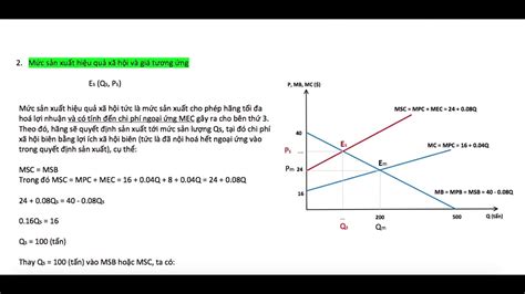 Bài tập Ngoại ứng tiêu cực phần 1 Sản lượng Giá tối ưu tư nhân và