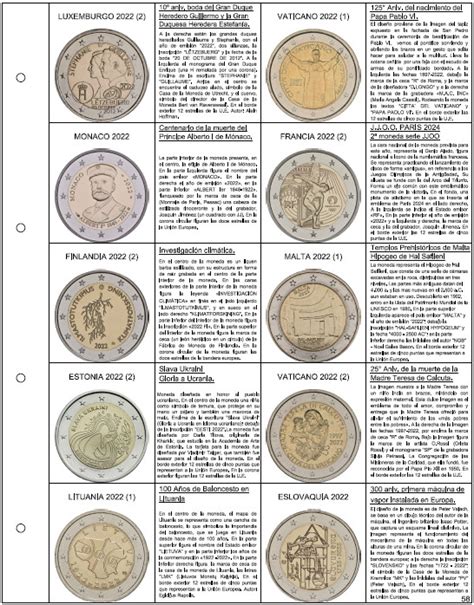 Hoja Impresa Para Lbum De Monedas De Euros Cc N Numismatica Visual