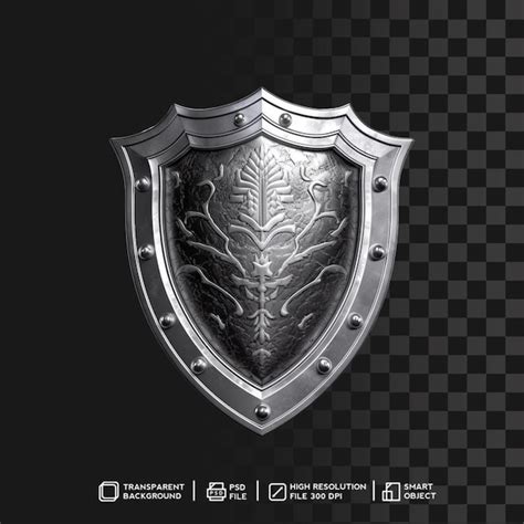 Premium Psd Elegant Silver Shield On Transparent Background