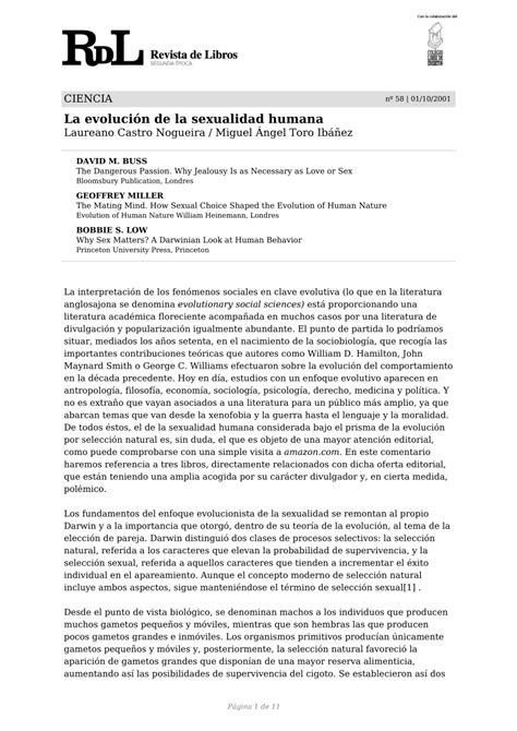 Pdf La Evolución De La Sexualidad Humana