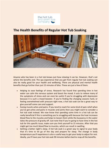 Ppt The Health Benefits Of Regular Hot Tub Soaking The Hot Tub And