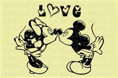 Mickey Minnie Kissing Love Svg Files Love Kissing Digital Vector File