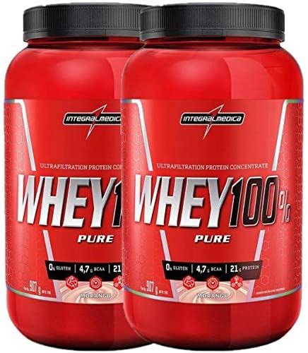 Kit 2x Whey 100 Pure 907g Morango E Morango Integralmedica Shopee Brasil