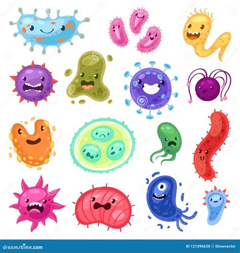 Viruses Vector Cartoon Bacteria Emoticon Character Of Bacterial