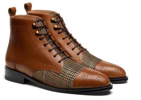 Bottes Homme Bicolores Cuir Et Tweed Marron 211€ Hockerty