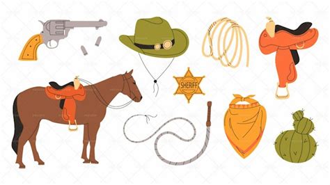 10 Wild West And Cowboy Illustrations - Graphics | Motion Array