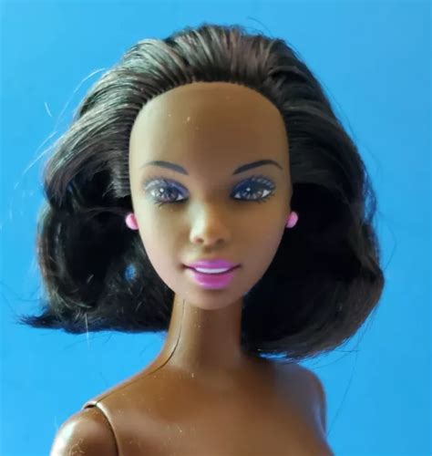 BARBIE NUDE AFRICAN American Marlo Flip BRUNETTE HAIR Pink LIPSTICK