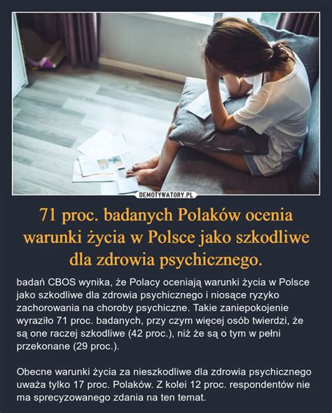 71 proc badanych Polaków ocenia warunki życia w Polsce jako szkodliwe