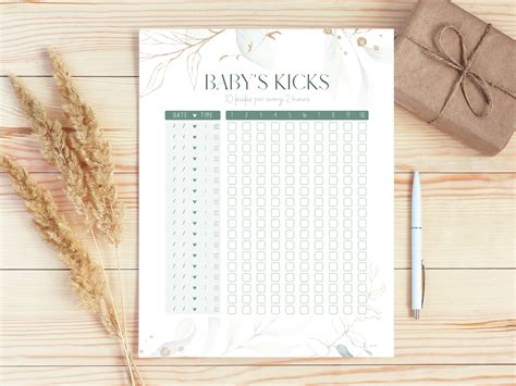 Kick Count Chart Baby Kick Planner Fetal Movement Tracker Printable