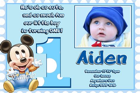baby mickey mouse birthday invitation template
