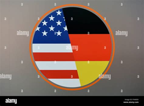 The German And The Us American Flag Are Printed Together In A Circle