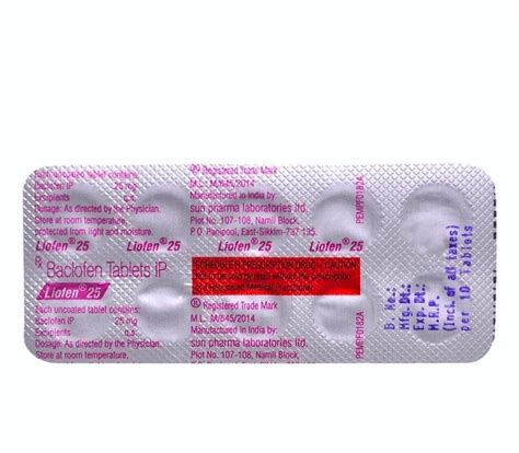 Baclofen Tablets Ip 10mg 25 Mg Liofen At Rs 400 Stripe Baclofen