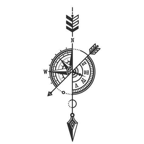 Compass And Clock Compass Tattoo Design Compass Tattoo Time Clock Tattoo