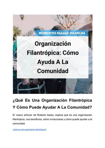 Qué Es Una Organización Filantrópica Y Cómo Puede Ayudar A La