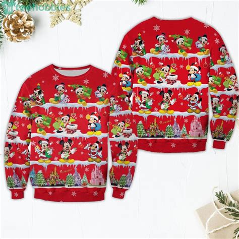 Mickey Mouse Pattern Xmas Red 2022 Christmas Disney Cartoon Cute Sweaters in 2022 | Cute ...