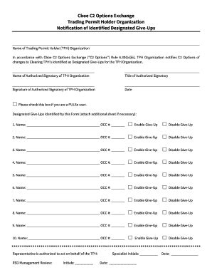 Fillable Online Options Member Designated Give Up Notification Form Fax