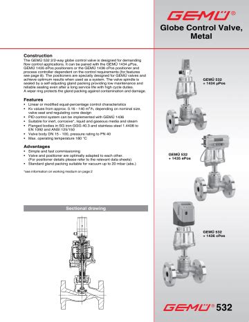 Gemu Pneumatically Operated Globe Valve Datasheet Manualzz