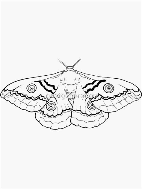 Emperor Moth With Evil Eye Wings Outline Only Sticker For Sale By