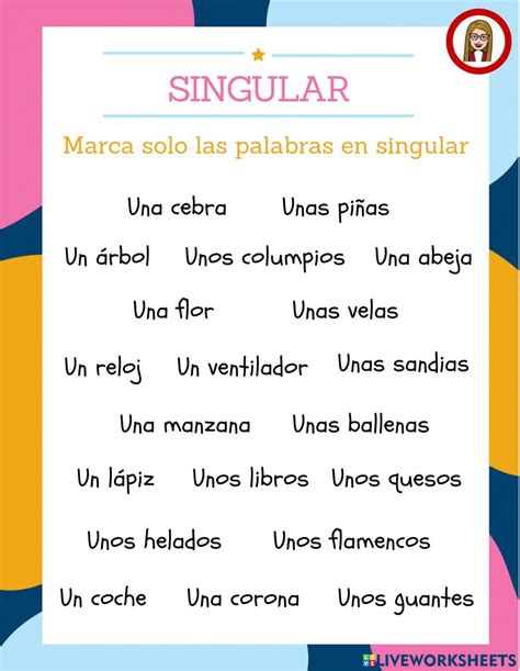 Ficha Online De Singular Y Plural Para 1º Puedes Hacer Los Ejercicios Online O Descargar La