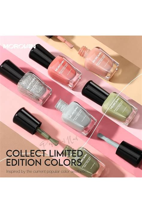 Morovan Nail Polish Set Fingernail Olive Green Nude Pink Colors Grace Collection Quick Dry
