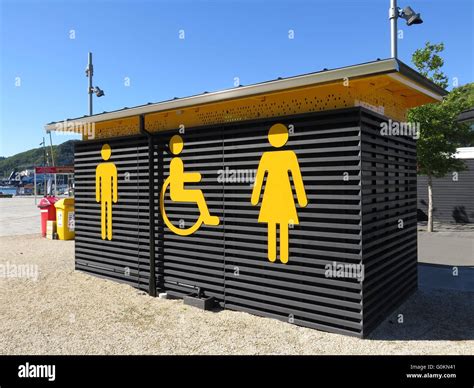 Public Toilet block in Picton, South Island, New Zealand Stock Photo ...