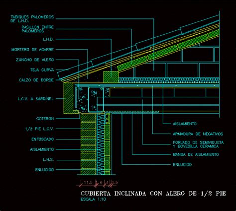 Dettaglio Tetto Inclinato Con Gronda In Autocad Libreria Cad