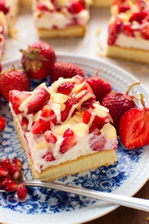 There Is A Piece Of Cake With Strawberries On It