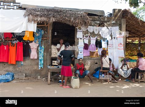 Nosy Be Island Madagascar People Malagasy Women Street Scene In Hell Ville City Store Market