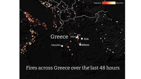 Where Are The Fires In Greece Evia Wildfires Map Shows Worst Hit Areas