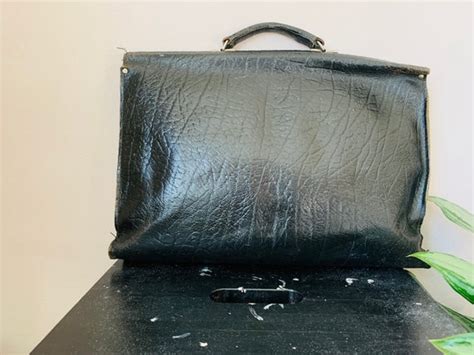 Vintage leather briefcase, black - Gem