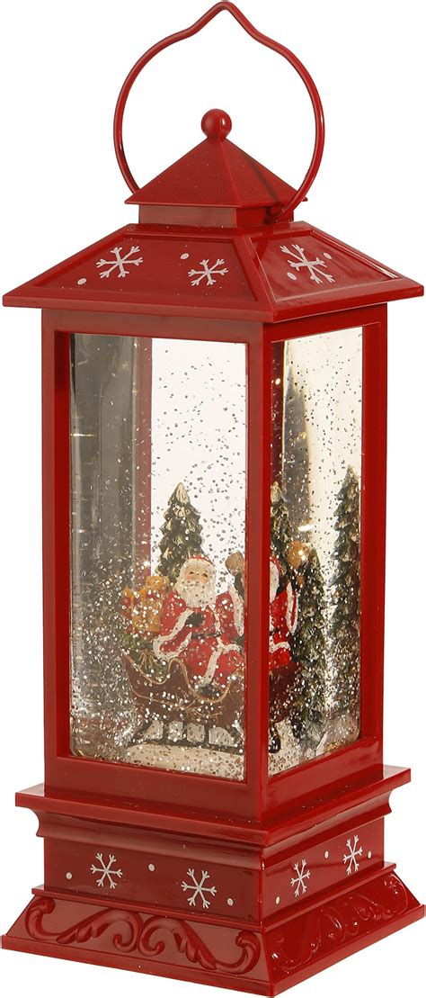 Amazon Lighted Snow Globe Lantern Inch Red Holiday Water