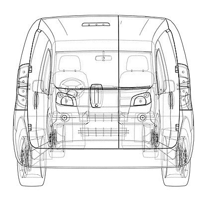 Concept Car Vector Blueprint Design Line Vector Blueprint Design