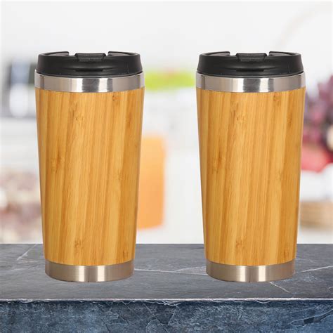 Bamboo Tumbler Mugs Bamboo Fibber Travel Mug Sustainable Stainless